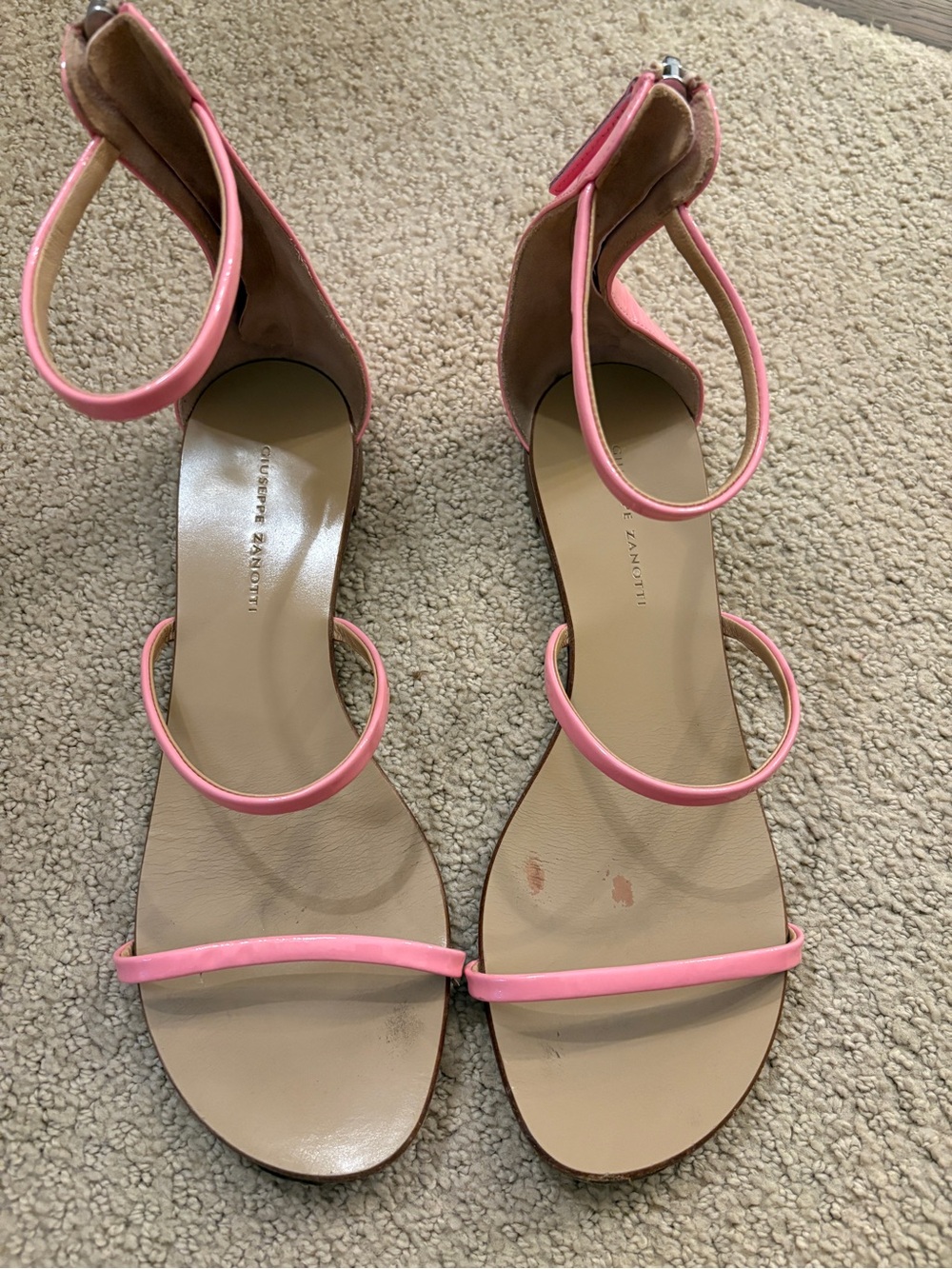 Giuseppe Zanotti Harmony flat sandal Pink Triple-Strap Ankle Sandals